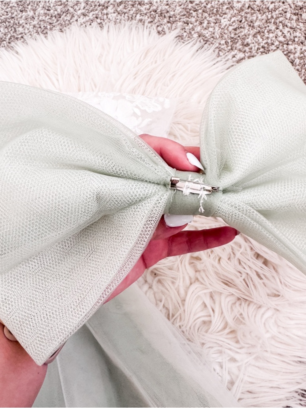 JJ’s House Flower Girl Dress Sage Green Tulle Lace 3D Floral Wedding Easter 4T - Picture 12 of 12